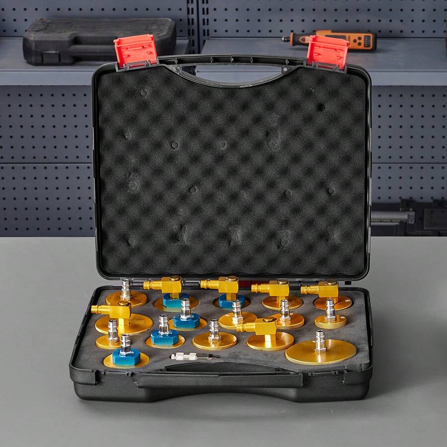 Brake Master Bleeder Kit, 17 Pcs, Professional Brake Bleeder Adapter Set With Complete Kit & Handle, Durable Brake Bleeder Adapter For Brake Fluid Filling Fit For Most New & Old Vehicles - 17 Pcs - View 1