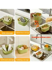 Kitchen Sink Strainer, Self-Cleaning Anti-Clogging Mesh Filter, Push-Style Drain Trap, Suitable For Kitchen And Bathroom - Automatic Food Waste Disposal, Detachable Bottom, Multifunctional Hanging Filter Rack, Non-Slip Plastic Sink Organizer, Adjustable Dry/Wet Mode - Multicolor - View 7