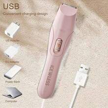 三合一女性電動理髮器，USB充電無線刮鬍刀，附3個可替換刀頭，便攜式美容套裝，適用於腿部、腋下、比基尼線、臉部、眉毛除毛，輕巧靜音順滑，適合日常家庭旅行使用 - 粉色 - 查看 11