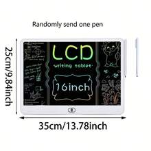 Tableta de dibujo LCD de 16"/13"/11"/6.5", escritorio de juegos, pizarra de garabatos, tableta de dibujo portátil, pizarra de escritura electrónica, pizarra reutilizable para escribir y dibujar, adecuada para arte y manualidades, educación en el hogar, regreso a la escuela, regalo de vacaciones - Multicolor - Ver 14