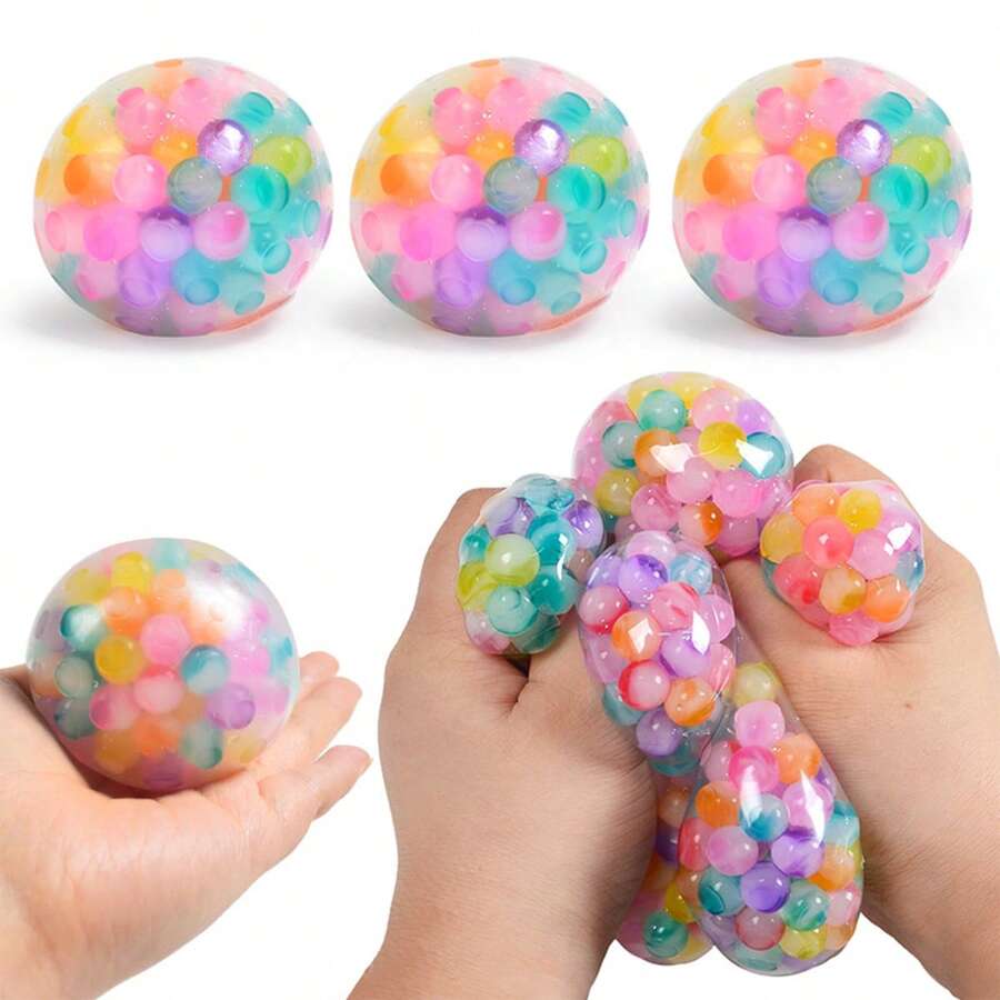 1/3/5pcs Stress Balls Fidget Toys, Squish Anti Stress Ball Sensory Squeeze Ball Toys Squish Ball, Easter Basket Fillers For Kids, Stress Relief Toys Easter Gifts, Colorful Sensory Ball - Multicolor - View 1