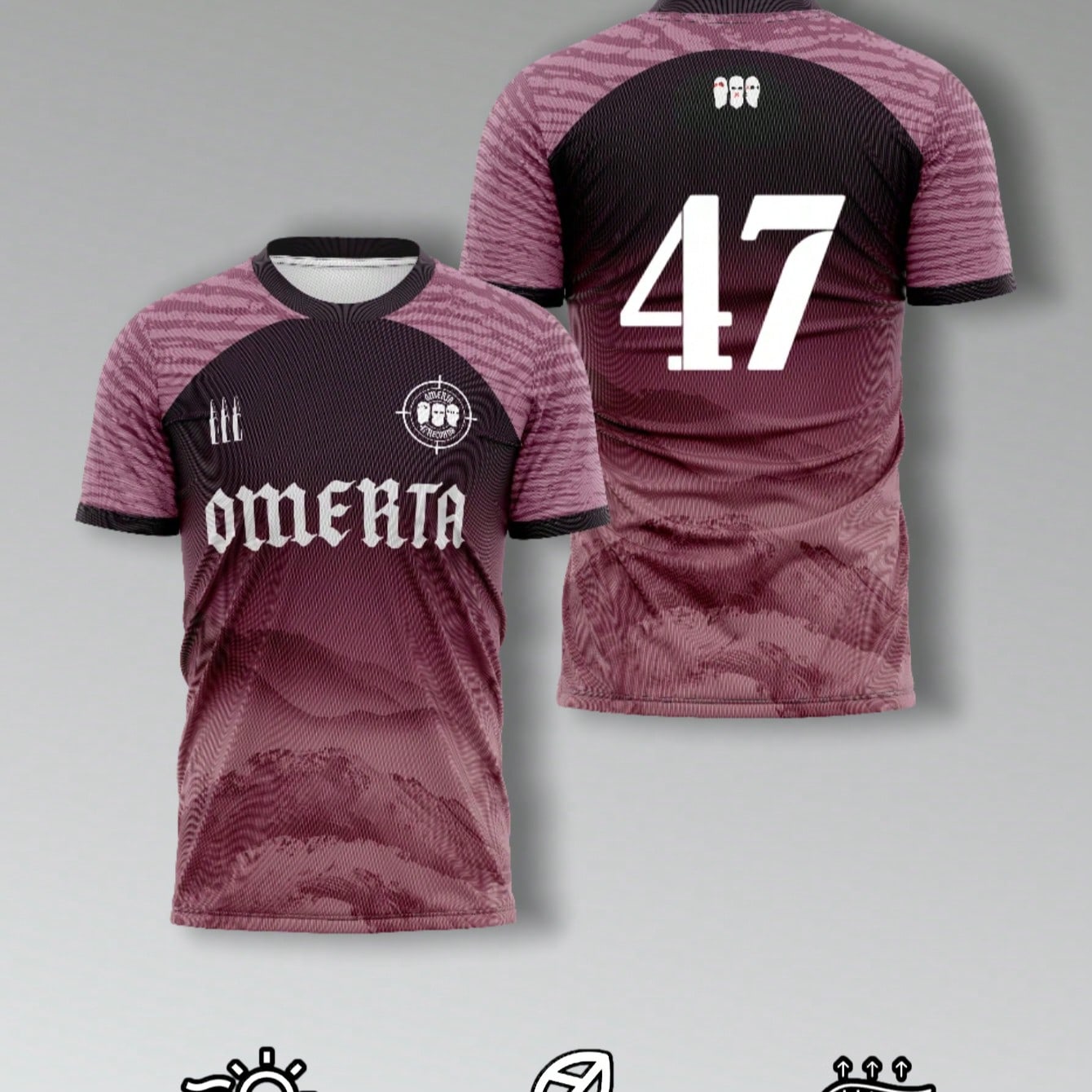 Camiseta de boxeo morada OMERTA para hombres - Tela transpirable que absorbe la humedad, talla 47. Edición de aficionado, parte superior de entrenami