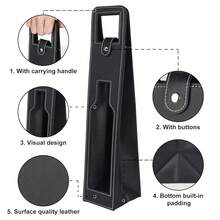 Leather Wine Gift Bag 16.1x3.5x3.5 In, Wines Gifts Tote Bag, Reusable Metal Clasp Gift Wine Bag, Portable Wines Protector For Parties, Birthdays, Weddings, Father'S Day And Various Holidays (H-LK),H-LK - H-LK - 查看 3