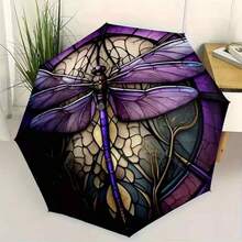 自然蜻蜓印花折叠伞，蜻蜓印花图案遮阳伞，大号遮阳伞，旅行户外伞，户外运动便携伞（带防护功能），精美图案遮阳伞（带防护功能），家居必备，生日礼物，节日礼物