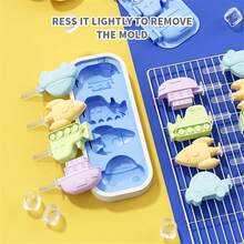 New Silicone Ice Cream Mold With Lid And Sticks DIY Popsicle Mould Dinosaur Shape Pastry Mold Kitchen Ice Cream Tool