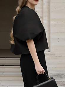 Women's Solid Color Short Sleeve Shirt, Minimalist And Fashionable, Suitable For Summer - Very Black - View 4