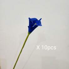 5支/10支仿真马蹄莲花束，逼真假花，适用于派对、花园、客厅、卧室、餐桌、办公室装饰，适合春夏、万圣节、感恩节、秋季、情人节、生日、毕业礼物（黄橙色）