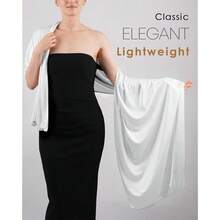Sofier Satin Shawl Wraps For Women Evening Dresses Wedding Bridal Party Silky Scarf Formal Cover Up Bridesmaid Gifts White,White - 白色 - 查看 7