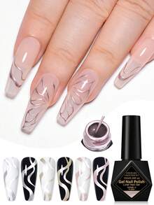 FOUR LILY 3pcs 10ml Painting Liner Gel Nail Polish Set Gold Silver Mirror Metallic Liner Gel Polish Paint Spider Line UV Gel Polish Nail Kit For Nail Art Acrylic Nail Painted Drawing Nail Design French Nails Manicure Kit For Home Salon Nail Supplies - 彩色 - 查看 3