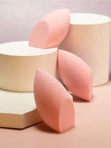 3pcs Reusable Dry & Wet Makeup Sponge Set, Soft Makeup Blender Applicator For Powder, Liquid, Setting Makeup, Suitable For Men And Women, Portable Daily & Travel Essential - Dusty Pink - View 1