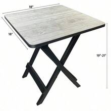 19-Inch Gray Wood Grain Plastic Folding Camp Side Table – Portable Outdoor Table For Camping, Picnics & Beach Trips - Wood - View 5