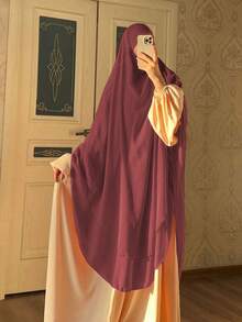1pc Solid Color Upgraded Double-Layer Chiffon Headscarf, Elegant Long Face Mask Veil Suitable For Daily Wear And Gatherings - Nhiều màu - Xem 15