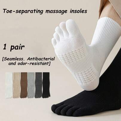 زوج من جوارب فاصل الأصابع للتدليك - جوارب متوسطة الطول مضادة للبكتيريا ومقاومة للروائح الكريهة للارتداء اليومي