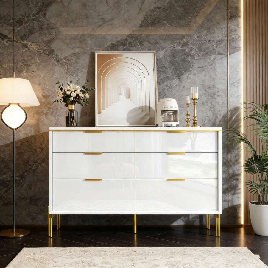 Dressers & Chests Of Drawers - White + Particle Board - View 1