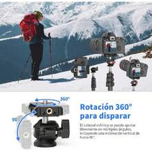 Cabezal de Bola para tripie para Celular,Accesorio trípode con Soporte para Celular,Adaptador de trípode para cámara Giratorio de 365°,Rótula para cámaras, teléfonos y aro de luz,36981819 - Multicolor - Ver 5