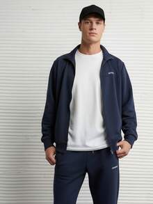 CAMEL CROWN Conjunto deportivo de hombre para otoño/invierno, chaqueta y pantalones con cuello alto, cortavientos y transpirables - Azul oscuro - Ver 9