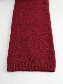 Áo khoác cardigan cổ cao dệt kim tay dài dành cho nữ, chất liệu co giãn hai chiều, cài cúc giả, thanh lịch và thời trang, thích hợp cho công sở và trang phục thường ngày, mùa xuân/thu/đông, năm mới. - Màu Đỏ Sâu - Xem 4