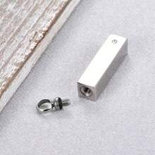 Customized Stainless Steel Vertical Cubic Bar Shaped Cremation Urn Pendant Necklace, Memorial Keepsake, Hypoallergenic - Multicolor - View 4