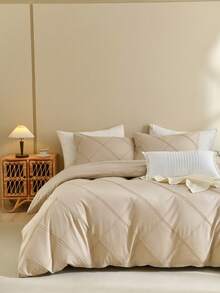 2pcs/3pcs Bohemian Farmhouse Style Bedding Set, Includes Duvet Cover And Half Pillowcase (Comforter Not Included), Soft Polyester Fabric, Breathable, Machine Washable. Decor Style: Bohemian Farmhouse, Plaid Pattern, Minimalist Bedding