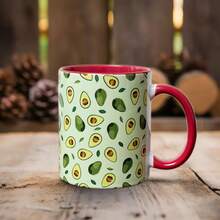 1个精美水果陶瓷马克杯/咖啡杯/茶杯 - 独特艺术咖啡杯，适合早餐、下午茶 - 完美的 情人节礼物，可重复使用，品质上乘，不对称艺术设计，牛奶杯 - 彩色 - 查看 12