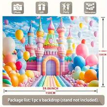 1 قطعة لافتة حفلة كاندي لاند الخيالية - تصميم قلعة مسحورة وبالونات، خلفية قماشية متعددة الألوان من البوليستر لغرف الصف والمكاتب والديكورات العطلات - لافتة صور متعددة الألوان لديكور الحفلات - قطعة واحدة - مشاهدة 5