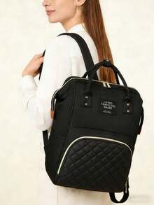 Túi xách thời trang mới cho mẹ, Ba lô hình thoi, Túi du lịch đa năng dung tích lớn, Túi đựng tã cho mẹ và bé, Chống thấm nước, Ba lô du lịch nhẹ, Quà tặng Giáng sinh, Sinh nhật - màu đen - Xem 2