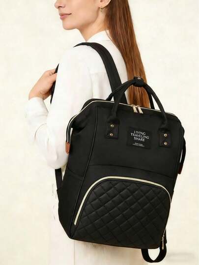 Nueva bolsa casual de moda para mamá, bolso de mano/mochila con diseño de rombos, bolsa de viaje de gran capacidad y multifunción, bolsa de pañales para madre y bebé, impermeable, mochila de viaje ligera, regalo para Navidad y cumpleaños