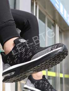 Zapatillas deportivas transpirables con cámara de aire para hombre, zapatillas de running con cámara de aire para hombre, zapatillas para caminar, zapatillas deportivas, zapatillas sin cordones elegantes y ligeras - Negro - Ver 4