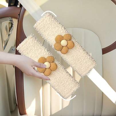 2pcs Car Seat Belt Covers, Cute Floral Seat Belt Shoulder Pads, Car Accessories, Neck Cushion Protector, Shoulder Safety Belt Pad, Elegant Gift