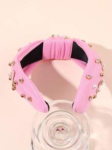 1pc Happy Birthday Pink Glitter Sequin Crown Hair Band,Flowers Accessories Headband,Tulle Hair Accessories For Girls Kids Daughter Party Gifts - Pink - View 5