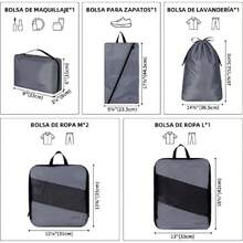 Organizador de Viaje para Maletas-Set de 7 Bolsas Compresibles (Ahorra 50% Espacio)-Impermeable para Ropa,Zapatos,Cosméticos y Accesorios-Organizadores de Equipaje con Bolsas de Almacenamiento (Gris),37367083 - Teja - Ver 2
