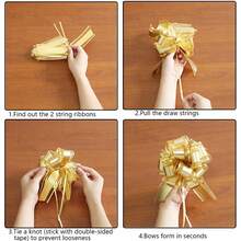 6 PCS Pull Bow Gift Wrapping,6 Inch Gold Pull Bow For Gifts Wrapping Party Birthday Holiday Gift Boxes Bow Basket Packaging Bows For Valentine's Day Presents Flower Decorations (Bright Gold),BrightGold - 亮金 - 查看 6