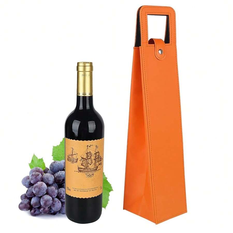 Leather Wine Gift Bag 16.1x3.5x3.5 In, Wines Gifts Tote Bag, Reusable Metal Clasp Gift Wine Bag, Portable Wines Protector For Parties, Birthdays, Weddings, Father'S Day And Various Holidays (H-GBK),H-GBK - H-GBK - 查看 1