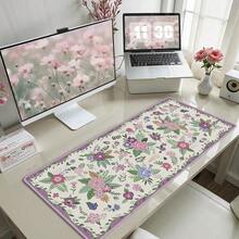 1 tấm lót bàn phím và chuột họa tiết hoa tím, thảm chuột lớn chống trượt, thiết kế viền may, tấm lót bàn máy tính, tấm phủ bàn phím chống thấm nước, phù hợp cho nữ, quà tặng văn phòng. - Màu tím hoa cà - Xem 11