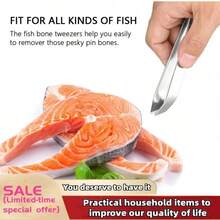 1 Set Stainless Steel Straight & Bent Tweezers, Poultry Feather Plucker, Fish Bone Tweezers, Hotel Supplies Fish Bone Tweezers, Poultry Plucker, Garlic Peeler, Vegetable Peeler, Multi-Function Stainless Steel Clamps, Kitchen Tools - Silver - View 6