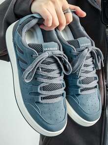 纯色休闲乐福鞋，舒适低帮男士运动鞋 - 藍色 - 查看 2