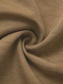 QUNGIGU 女士优雅吊带中长连衣裙，V领亚麻质感A字裙摆，露背高腰飘逸夏季沙滩婚礼宾客鸡尾酒会礼服 - 棕色 - 查看 9