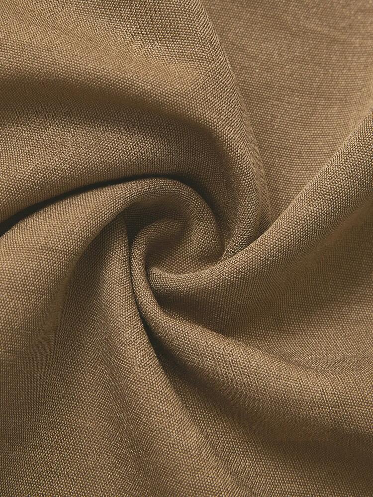 QUNGIGU Vestido de mujer elegante de longitud media con tirantes finos, falda de línea A con textura de lino y cuello en V, vestido de verano fluido y sin espalda para boda, fiesta de cóctel y playa - Marrón - Añade 9