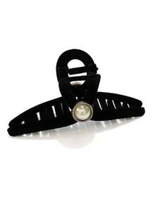 1个经典黑色天鹅绒仿珍珠装饰发夹，优雅设计，适合女士，秋冬时尚发饰，优雅发爪，女士发夹，休闲发卡 - 彩色 - 查看 4