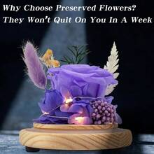 Ramos de flores preservadas para siempre rosas de larga duracion flores para entregar flores para siempre con luces LED bateria incluida regalo de cumpleaños dia de la madre Navidad - Violeta Rose Led - Ver 4