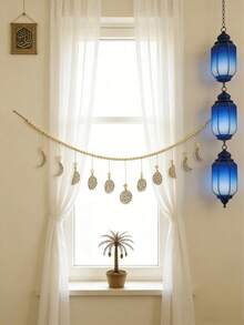 一套木质月亮星星挂饰，波西米亚风格墙饰，镂空雕刻设计，手工天然木珠，乡村农舍风格，编织挂饰，北欧简约波西米亚风墙饰，优雅家居装饰，适用于客厅、卧室、壁炉、玄关、咖啡厅角落、节日派对装饰 - 彩色 - 查看 11