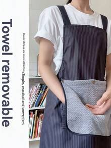 这款男女通用的加厚可拆卸毛巾围裙，防水防油，易于清洁，经久耐用，并带有可拆卸口袋。这款防护围裙是烘焙爱好者和烧烤爱好者的必备之选。适用于厨房、厨师、家庭烹饪、清洁和户外烧烤。 - 彩色 - 查看 1