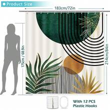 72 x 72 英寸中世纪波西米亚抽象现代简约旭日图案浴帘，涤纶面料，防水浴室帘，带 12 个挂钩，家居浴室装饰，秋季装饰，浴室配件，返校季