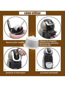 Café recargable reutilizable, cápsula de café de 6piezas con filtro, presión aumentada para máquina de café , con cuchara de café, cepillo (Color mixto),37361979 - Púrpura polvoriento - Ver 5