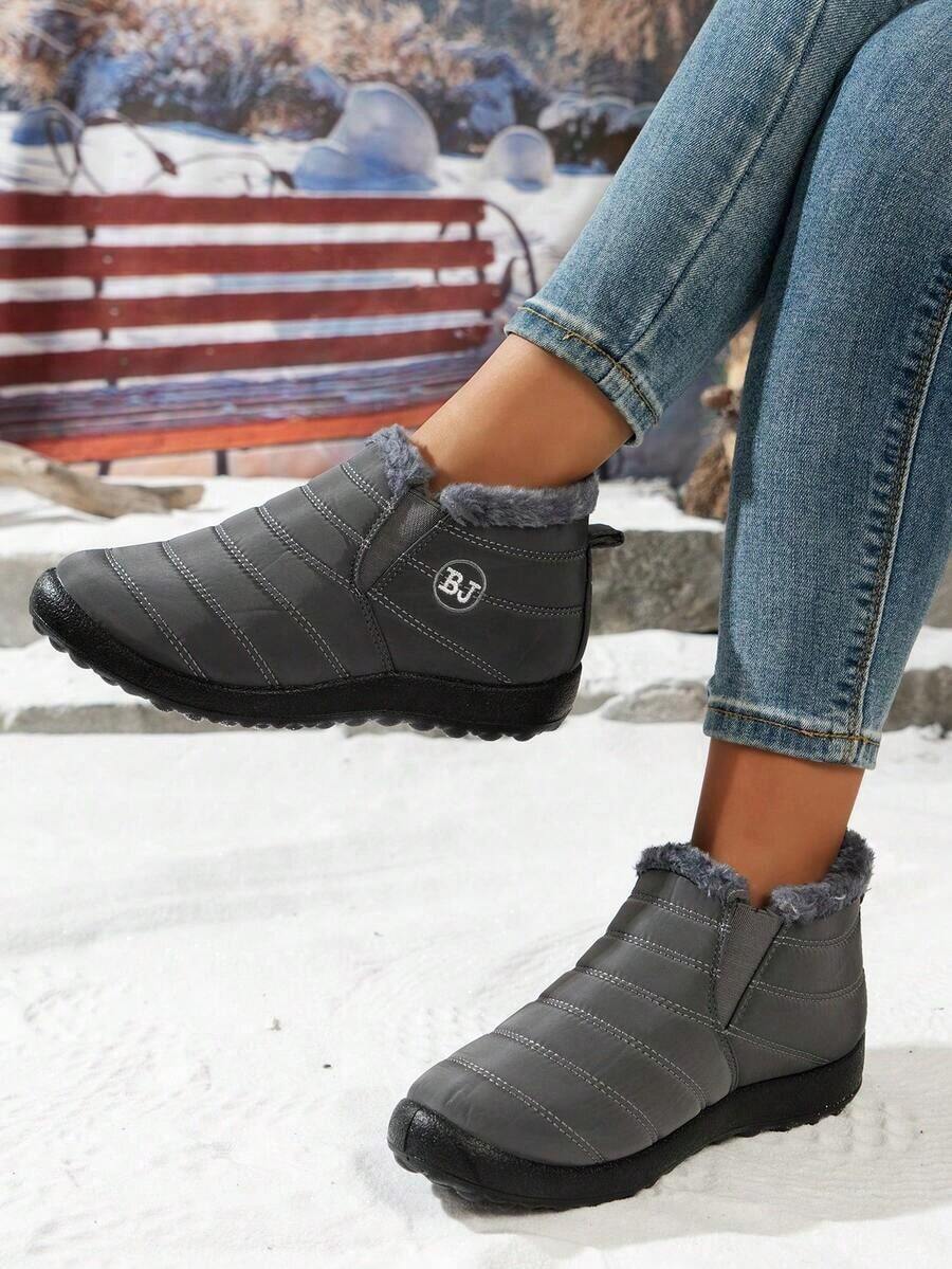 2025 Invierno Nuevas Botas de Nieve Cortas de Mujer con Forro de Felpa - Diseño Antideslizante, Muy Adecuadas para Uso al Aire Libre en Invierno.Botas a la Moda y Versátiles.Un imprescindible para el invierno, regalos de Año Nuevo de la suerte - Botas - Negro - Ver 1