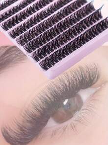 200 piezas de racimos de pestañas de volumen 80D, racimos de pestañas súper suaves de 8-16 mm, extensiones de pestañas en racimos con rizo D, pestañas de ojo de gato esponjosas individuales para principiantes - D - Ver 4