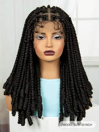 A ANYTIME Peluca trenzada sintética elegante y de moda para Halloween, de fibra resistente a altas temperaturas, con encaje completo, unisex para adultos