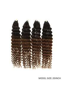 WOWANGEL 4包（共150克）女士卷曲钩编假发，深波浪卷曲钩编假发，波浪真人发，深波浪沙滩卷曲渐变色钩编假发，100%真人发接发，透气帽，适合日常佩戴、办公室造型、派对、Y2K酷炫风格、度假、户外活动、周日盛装角色扮演、学校假期、圣诞派对、返校季、婚礼、万圣节、节日、约会之夜，魅力假发 - S1/27 - 查看 3