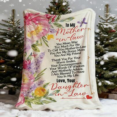 French Luxury Floral Throw Blanket - Suitable As A Gift For Mother-In-Law, Soft Flannel Bedspread With Ultrasonic Printed Floral Pattern, Machine Washable Sofa Blanket And Bedspread, Elegant Bedding