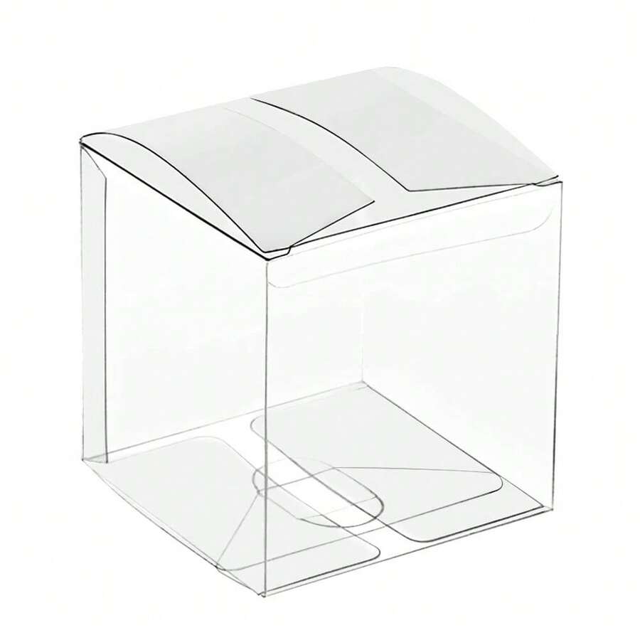 25/50/100 Packs Clear Gift Boxes, Clear PVC Plastic Boxes Transparent PacFKing Box Favor Square Boxes For Than1ks 1giving, Christmas, Wedding, Party, Birthday, Jewelry (4\X4\X4\, 50 Pack),Clear - 清除 - 查看 1